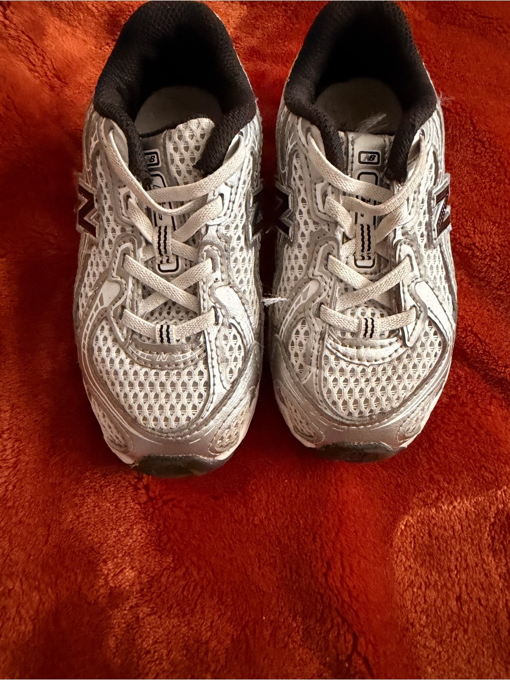 New Balance Kids White and Black Mesh Athletic Sneakers